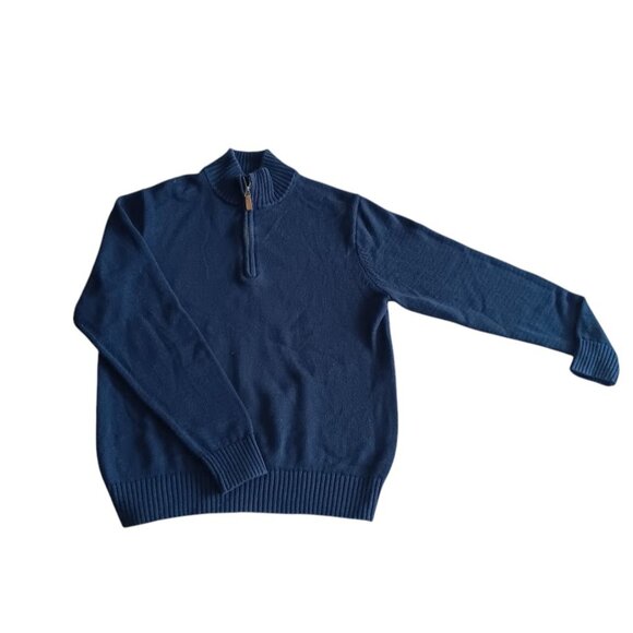 St. John's Bay Men’s Quarter Zip Navy Sweater Size M Knit Pullover Casual Preppy - Picture 8 of 10